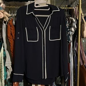 Navy blue with white lining Express Chiffon Top